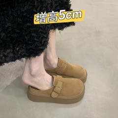 厚底勃肯鞋包头半拖鞋女夏外穿2025新款一脚蹬乐福单鞋博肯凉拖鞋