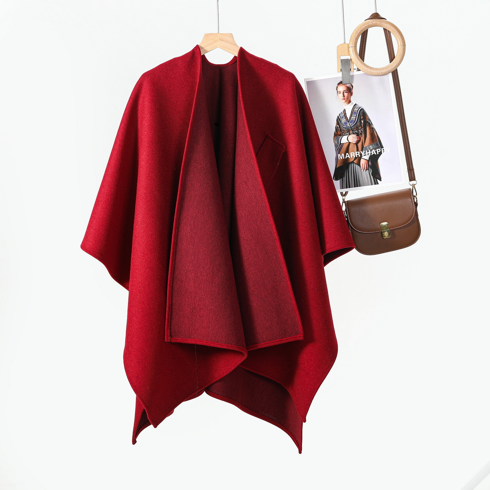 Elegant Women's Shawl Simple Solid Colour Diagonal Tie Cape Wrap_voghion.com
