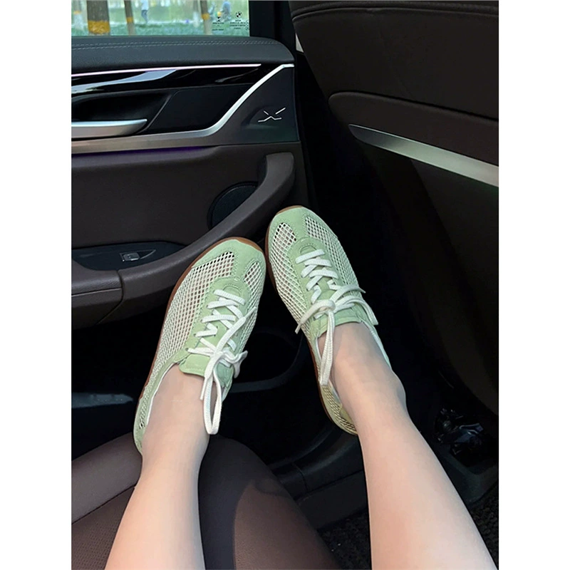 2025 новых разработанных оптовых балетных тренировочных туфель для женщин без этикеток, сетчатые туфли для девочек, туфли в стиле Форреста Гампа, повседневные туфли с мягкой подошвой для женщин