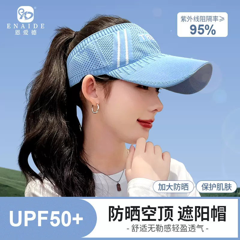 恩爱德遮脸防晒大帽檐遮脸防紫外线遮阳帽马拉松户外空顶帽跑步帽