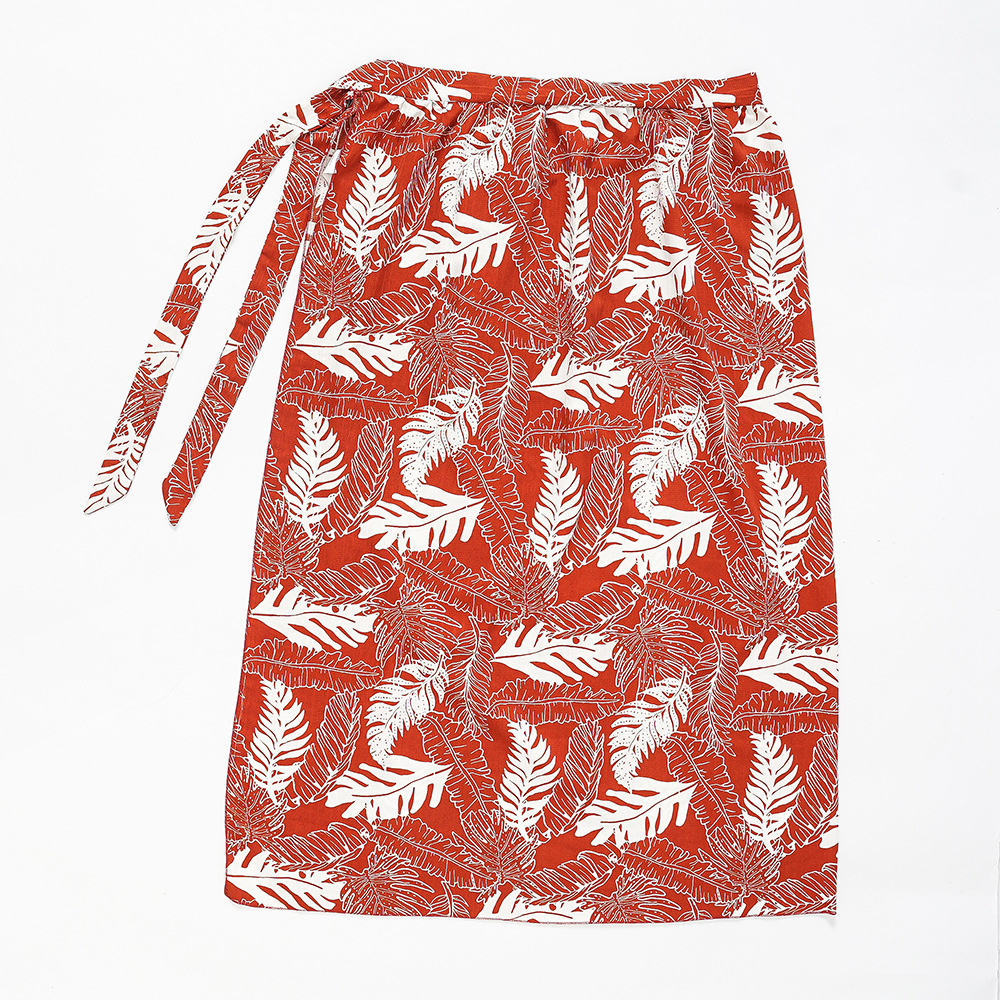 Nuevo verano de estilo europeo y americano playa vacaciones gasa impreso tie-dyed encaje-up playa abrigo falda blusa