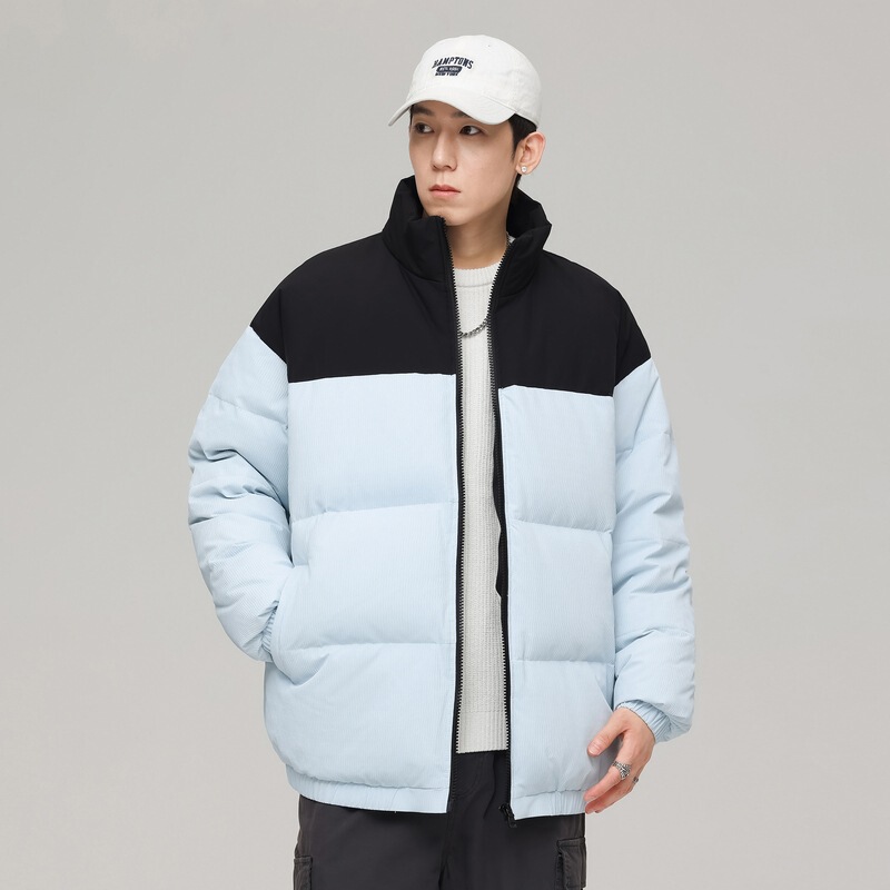 Cross-border winter color stitching stand collar men's fashionable fashion warm high-end Japanese fashion brand casual down jacket coat