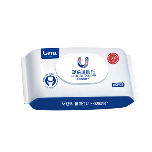 USTEL Wet Toilet Paper 60 Packs Portable Private Parts Care Wet Wipes Toilet Care Hygiene Wet Wipes Factory