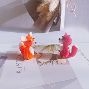 Zibo Handmade Glass Little Fox Red Fox Ornaments Mini Animal Glass Decoration Car Cartoon Gift Decoration