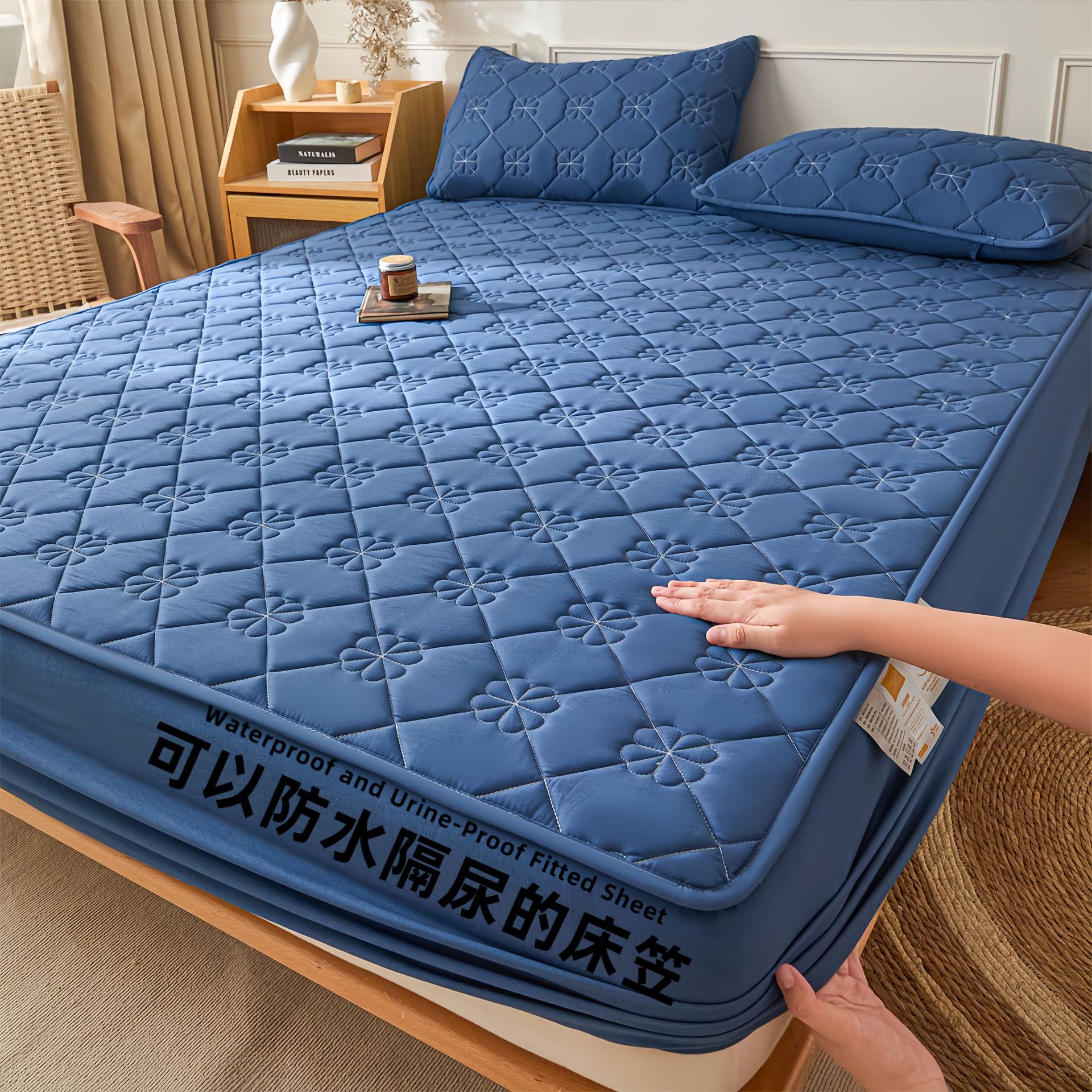 Madre e infante clase A cama antibacteriana Kasa verdadera algodón impermeable cubierta de cama diafragma cubierta de colchón cubierta de cama de algodón intercalada cubierta de cama de una sola pieza