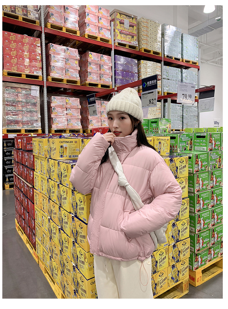 Katoenen jack dames korte 2023 winter nieuwe stijl kleine staande kraag donsjack verdikte katoenen damesjack_voghion.com