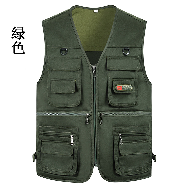 Hombre de bolsillo chaleco primavera y otoño de mediana edad V-collar caballo de tamaño grande abrazadera de fotografía al aire libre pesca primavera y otoño