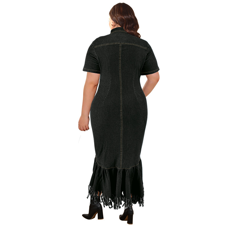 Women's Clothing Elegant Plus Size Women's Denim Dress Style Fashion For Formal & Casual For Women Striped Print Long_ecoleips.com