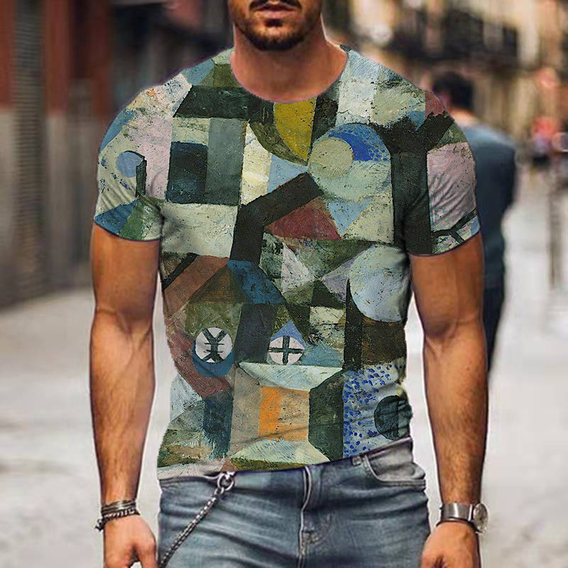 Geometric Men's T-Shirt 2023 New European and American Trendyy Casual Street Fashion Short-Sleeved Round Neck Pullover Geometric Men's T-Shirt 2023 New European and American Trendyy Casual Street Fashion Short-Sleeved Round Neck Pullover