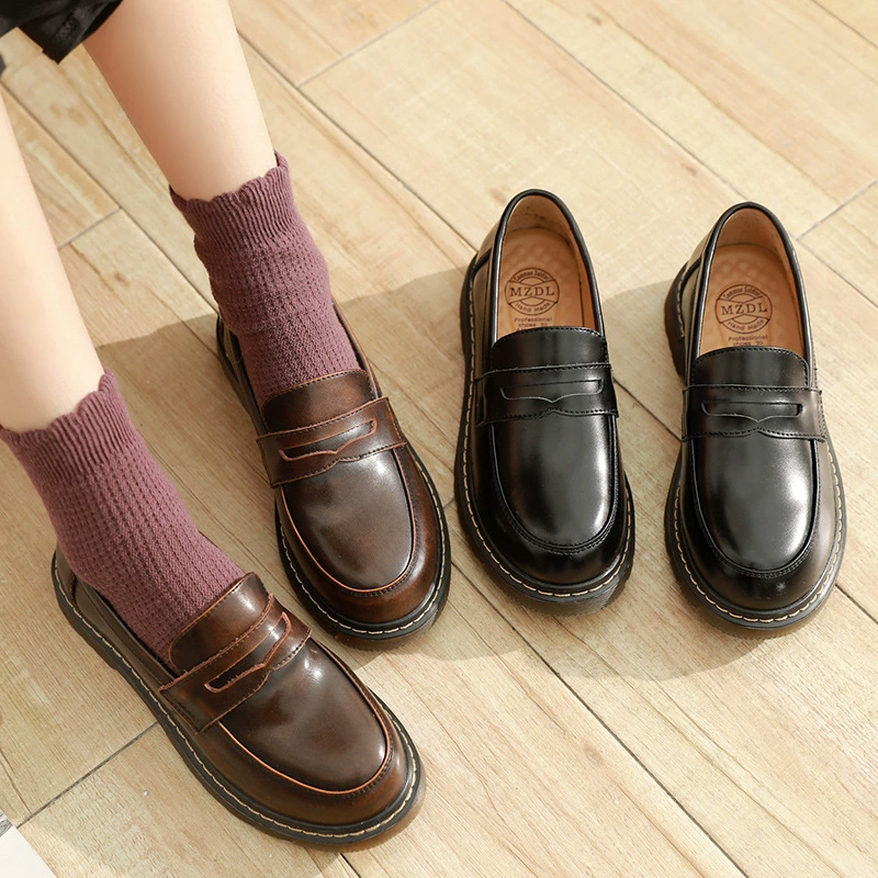 Весенне-осенние женские повседневные туфли в трендовом японском стиле, мягкие лоферы для девушек, плоские слипоны, туфли Мэри Джейн для школьной формы, износостойкие.