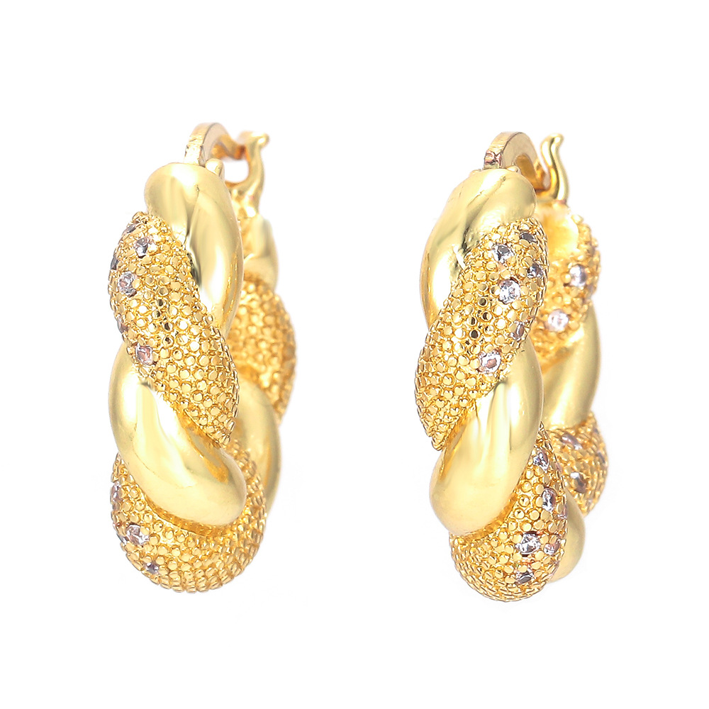 Women'S Gender Retro Twist Copper Hoop Earrings Plating Zircon Copper Earrings