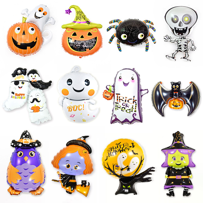 Día de Halloween película de aluminio globo fantasma Festival divertido carnaval fiesta decoración creativa cabeza de calabaza globo de papel de aluminio