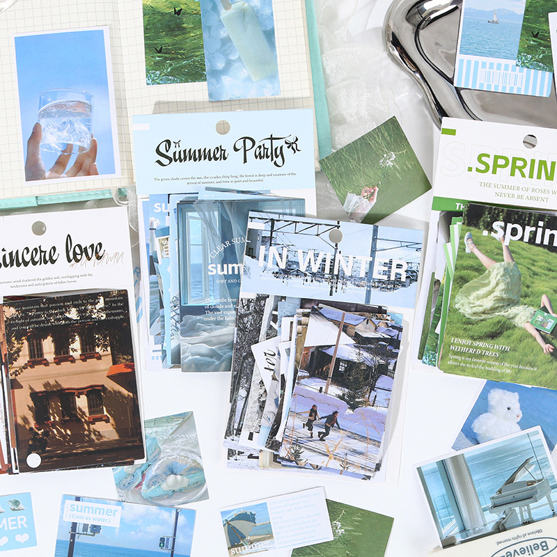 Xinqixin 50 Pieces of Four Seasons Give You Sticker Pack Spring, Summer, Autumn and Winter Korean Romantic Decoration Handbook Pain Pack Material Pack Xinqixin 50 Pieces of Four Seasons Give You Sticker Pack Spring, Summer, Autumn and Winter Korean Romantic Decoration Handbook Pain Pack Material Pack
