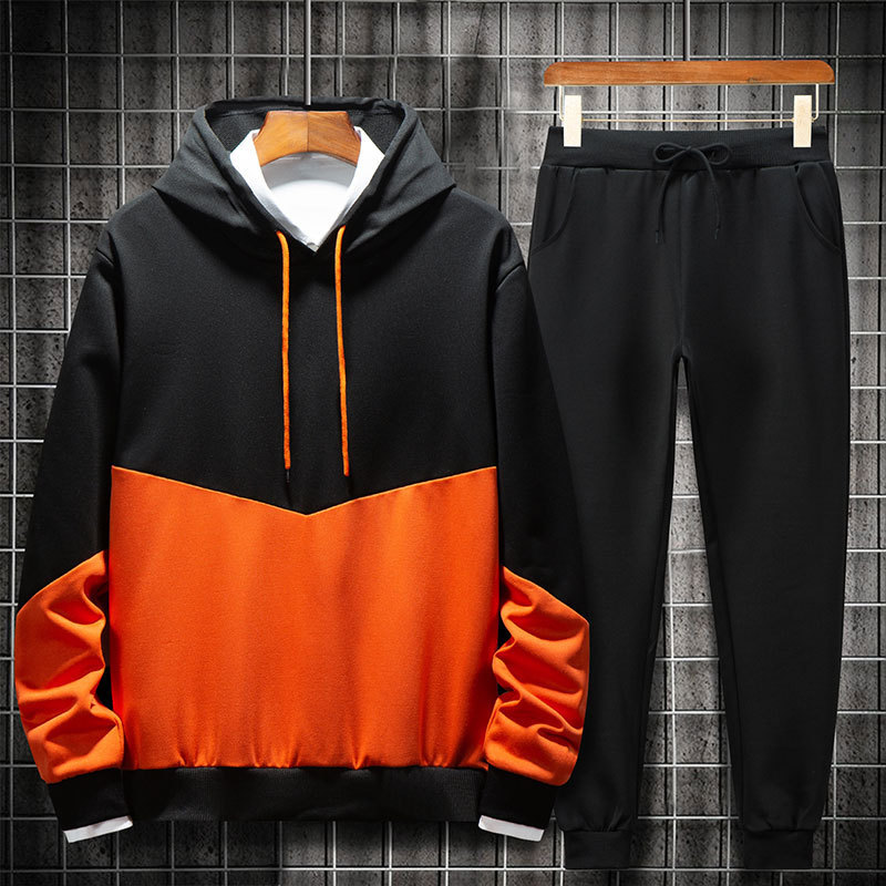 New Men's Sweater Spring and Autumn Casual Sports All-match Hooded Fashion Long Sleeve Version Student Trendy Men's Splicing