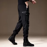 Демисезонные спортивные брюки‑джоггеры oversize для отдыха, эластичные манжеты, чёрные/коричневые