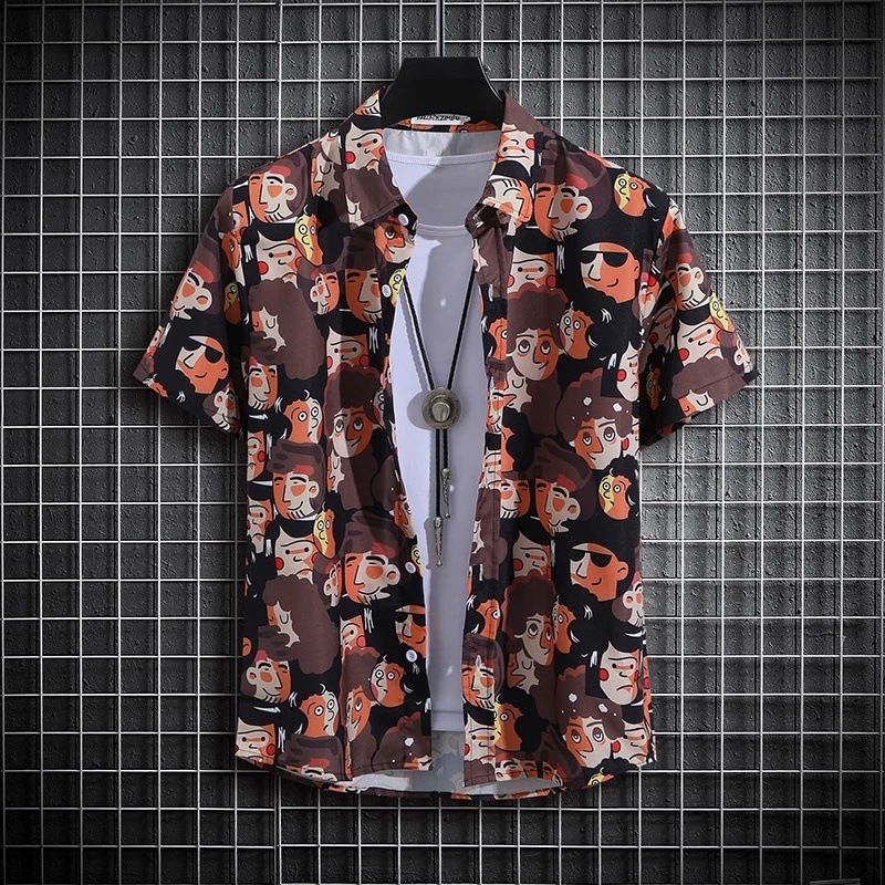 Venta caliente transfronteriza europea y americana vacaciones de verano camisa de manga corta hawaiana moda casual color flor impresión 3D
