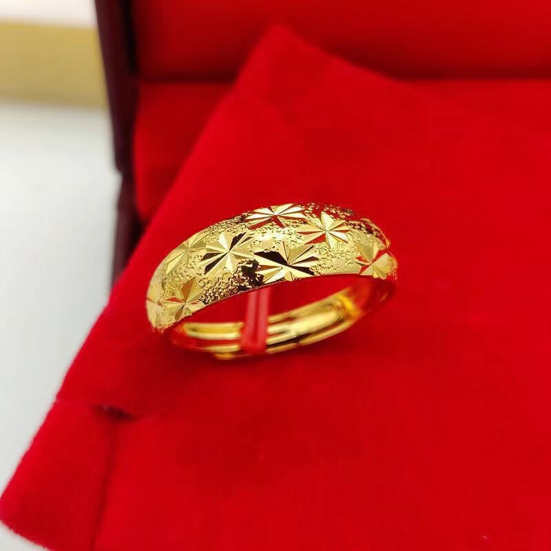 大捡漏高仿24K仿真沙金戒指女时尚百搭四叶草开口戒指直播福利品|undefined