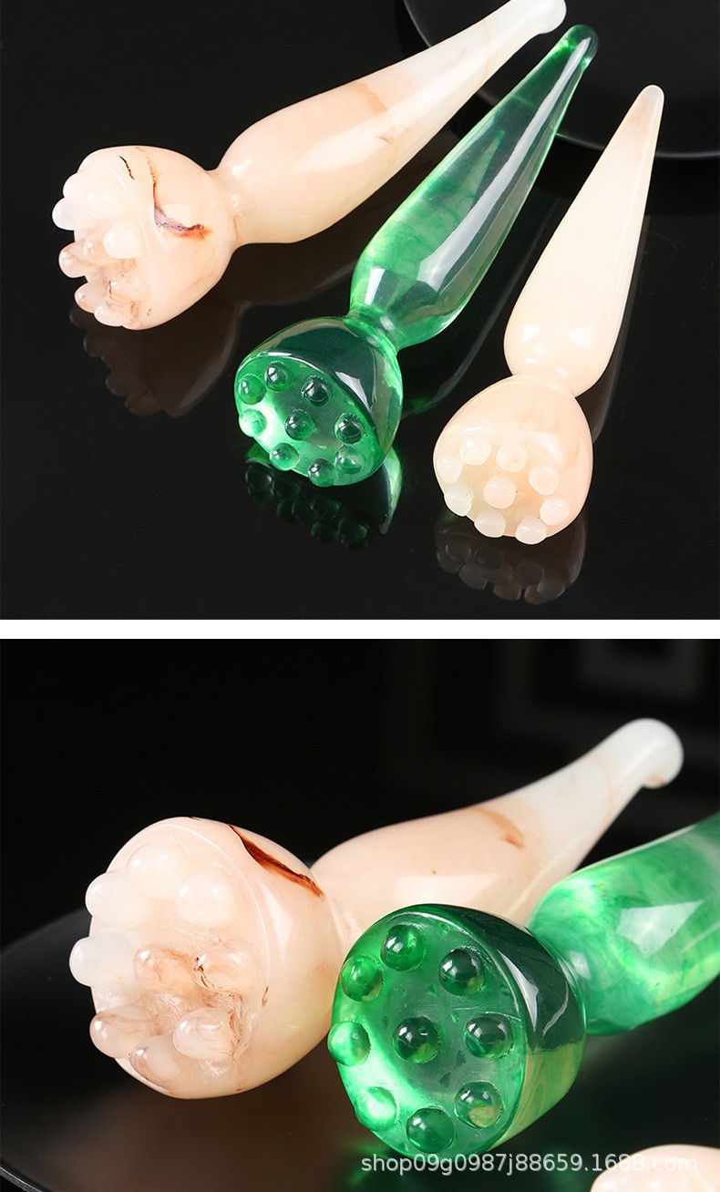 Lotus Pod Guasha Massage Stick 9-Bead Resin Acupoint Tool for Face and Body quality and texture