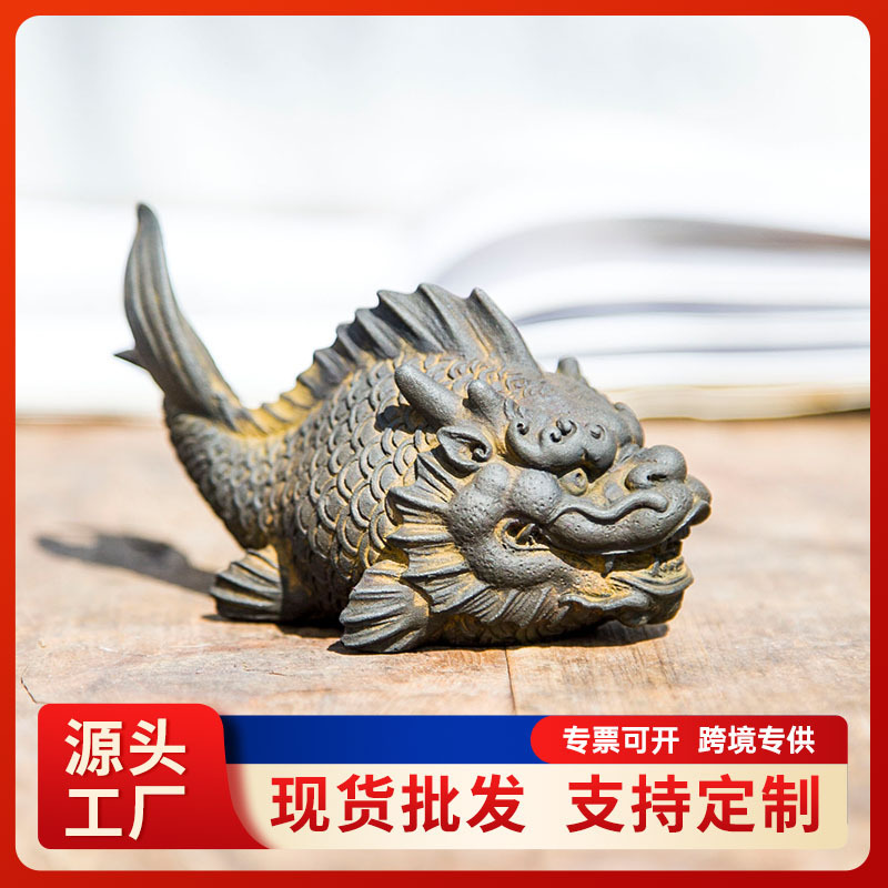 New Chinese-Style Creative Dragon Fish Home Decor for Living Room and Study, Vintage Retro Handicrafts, Purely Handmade Decorations