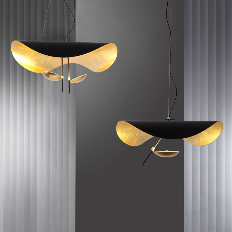 Dorado lámpara de restaurante de lótus creativo led nórdico LED moda lámpara de moda personalidad creativa sala de exposiciones de arte