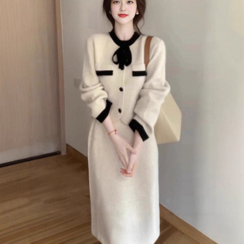 小香风洋气套装女秋冬季2025新款名媛慵懒毛衣针织半身裙子两件套|undefined
