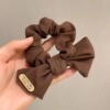 Cute retro hairgrip with bow, cloth, hair rope, hair accessory, with little bears, simple and elegant design, french style