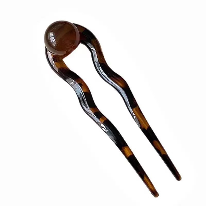 Coconut Frozen cuentas redondas en forma de U horquilla retro mujer 2025 nuevo temperamento de gama alta simple cabeza de bola estilo nacional horquilla