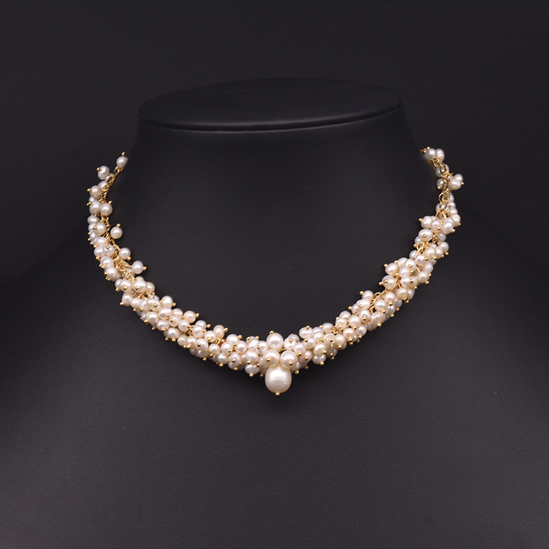 Barroco natural collar de perlas de agua dulce exquisita moda versátil cadena de clavícula para niñas accesorios accesorios accesorios al por mayor