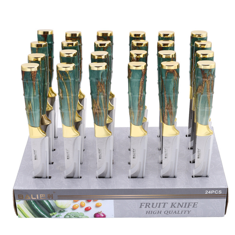 Caja de exhibición de tapa de doble galvanoplastia dorada con mango de bambú verde (5 pulgadas)