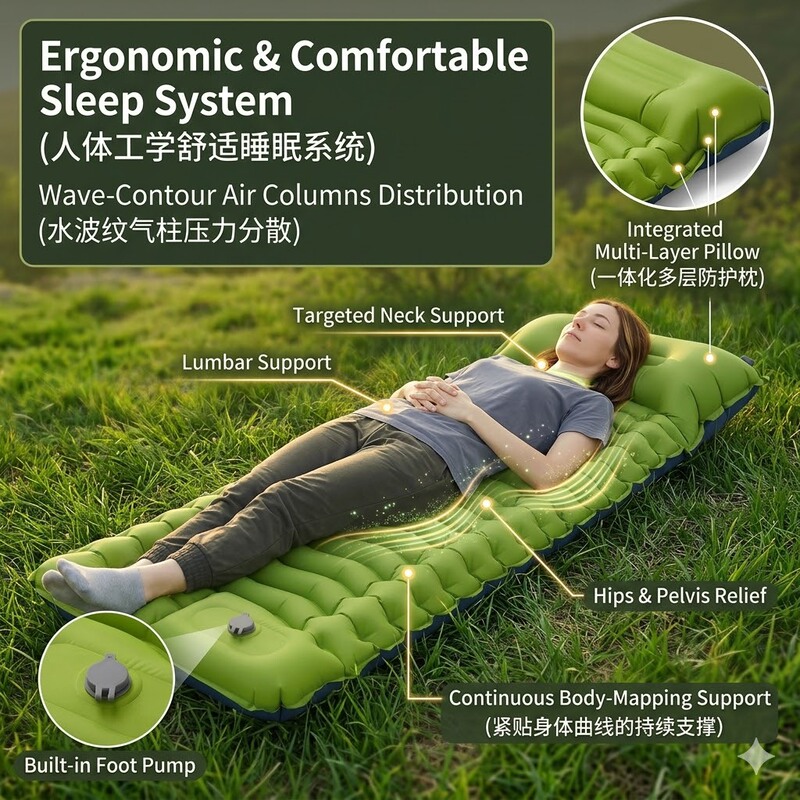 Camping TPU inflatable mattress for outdoor use, lightweight, portable, foldable, foot-operated, car-mounted inflatable mattress Camping TPU inflatable mattress for outdoor use, lightweight, portable, foldable, foot-operated, car-mounted inflatable mattress