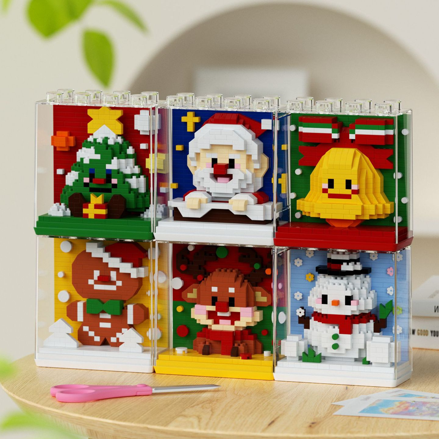 Juguetes para niños, bloques de construcción en línea, juguetes de Navidad, regalos, juguetes de Navidad, decoración, puzzle, ensamblaje