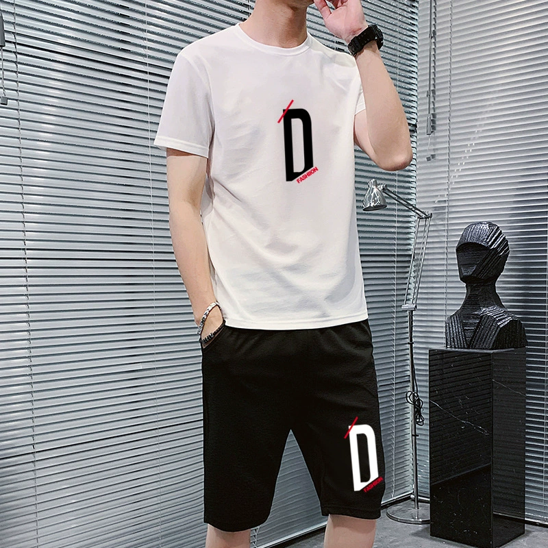 Спортивный быстрый сухой набор из двух частей мужской фитнес с короткими рукавами повседневная одежда беговая одежда летняя быстрая сухая одежда футболка