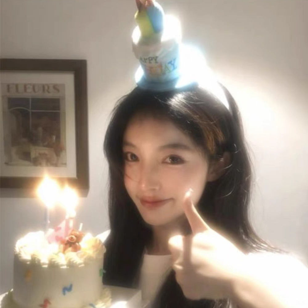 Princesa sombrero de cumpleaños bandeja de cabello vela de color letras crema pastel coreano bandeja decoración de cumpleaños