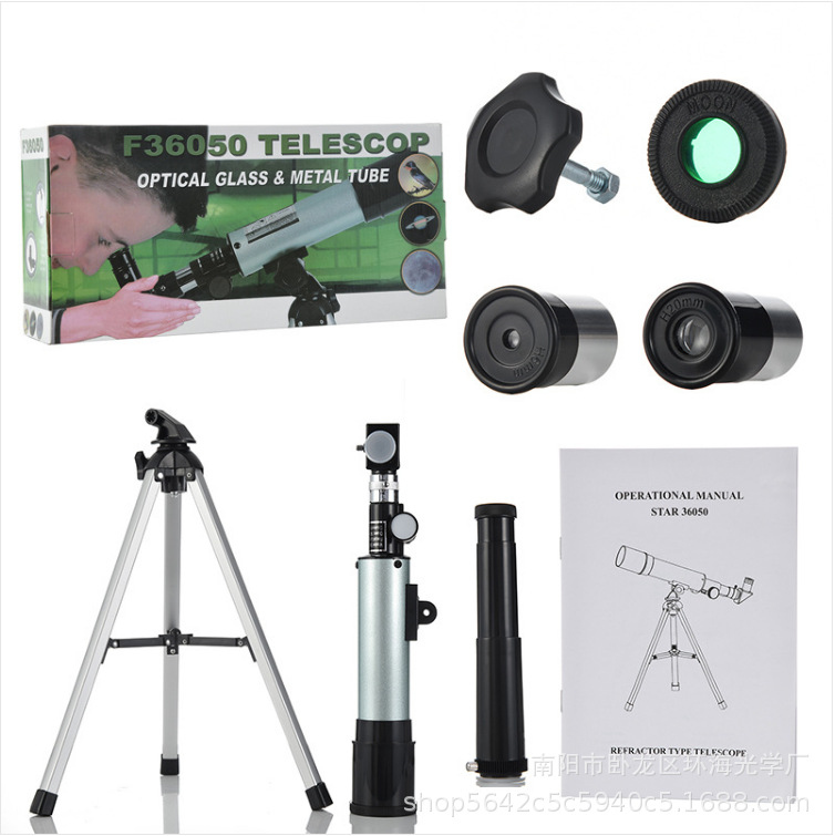 Telescopio de astronomía estudiantil F36050 de alta definición de visión nocturna de luz de alta intensidad observación de estrellas de cielo profundo regalos para niños