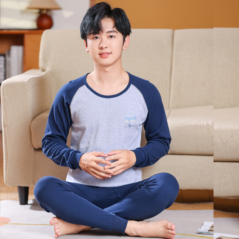 Pantalones de otoño para niños gordos para aumentar el peso pijamas para niños pijamas para niños mayores ropa interior cálida set de algodón