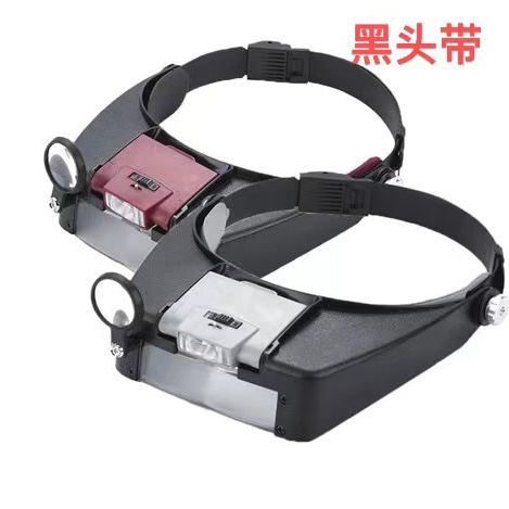 LED head-mounted glasses with ABS resin acrylic lenses for reading, repair, magnifier 81007A