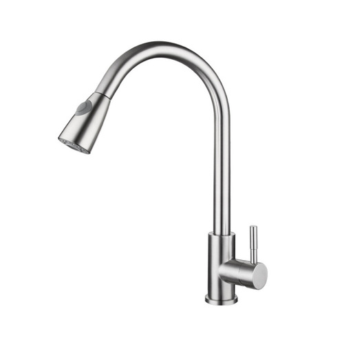 Manufacturer wholesale 304 stainless steel pull-out faucet cold and hot rotating sink washing basin stainless steel faucet