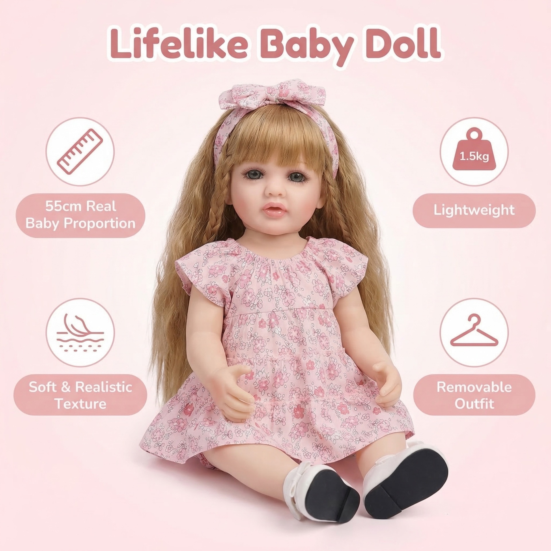 NPK22inch flores trituradas arco Betty simulación muñeca renacida para acompañar a los niños regalos de vacaciones preferidos