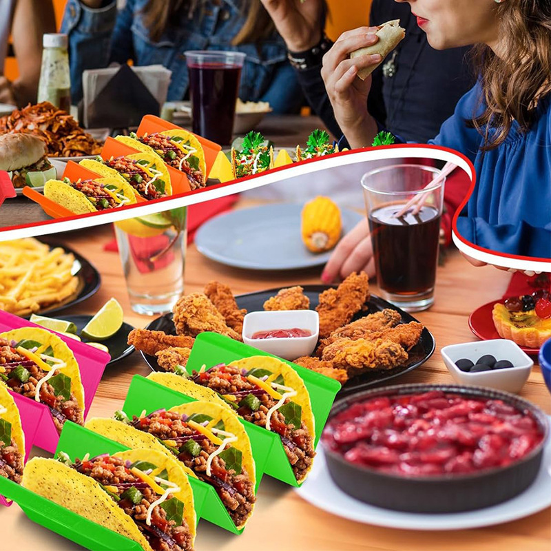 アマゾン爆発プラスチック多色波形タコクレープ棚トレーメキシコケーキ棚taco holder|undefined