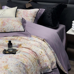 High-end American pure cotton four-piece set all-cotton 100-count long-staple cotton luxury digital print duvet cover satin bedding