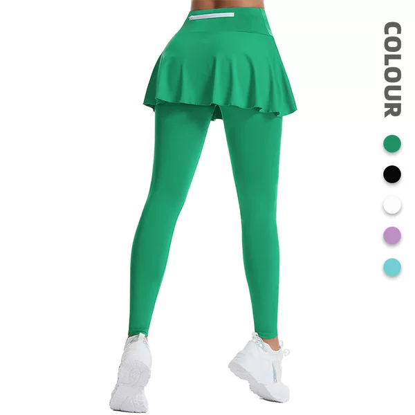 Cross-Border Design Tennis Skirt for Women, Spring and Summer Anti-Exposure Yoga Skirt, High-Waisted Butt-Lifting A-Line Sports Skirt Pants