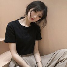 字母刺绣上衣2026夏季新款修身打底女装韩版短袖时尚T恤宽松批发