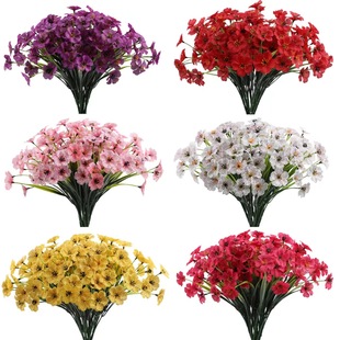 Amazon artificial flower 5-head violet plastic bouquet home wedding outdoor decoration silk screen artificial flowers