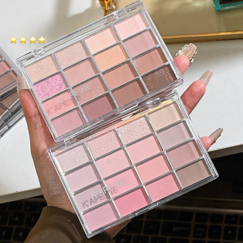 Paleta de sombras de ojos Capel de 16 colores con acabados brillantes y mate, ilumina el área debajo de los ojos, paleta de sombras de ojos en tonos tierra de baja saturación.