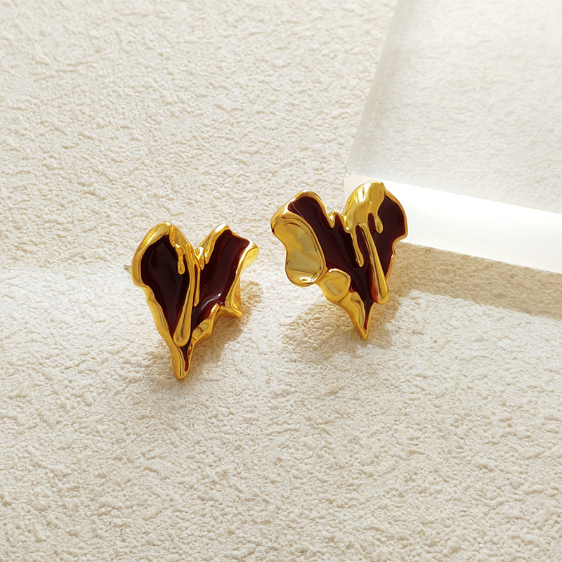 Simple Style Heart Shape Copper Plating Earrings 1 Pair