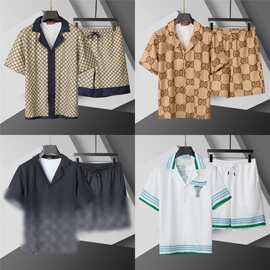 境境夏季欧洲花衬衫短裤套装新款居家服冰丝速干可外穿休闲冰感