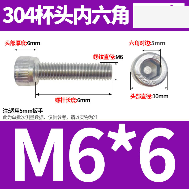 304ステンレス鋼六角穴付きネジカップヘッドDIN912円筒頭精密M1.4M1.6M2M2.5M3M4M5