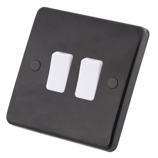 英国爱尔兰黑色面板2开单控开关 PART M 2 GANG 1 WAY 10A SWITCH