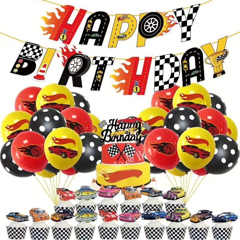 Hot Wheels Theme Birthday Party Party Decoration suit Children's Birthday Party Party Decoration Flag Cake Insert Hot Wheels Theme Birthday Party Party Decoration suit Children's Birthday Party Party Decoration Flag Cake Insert