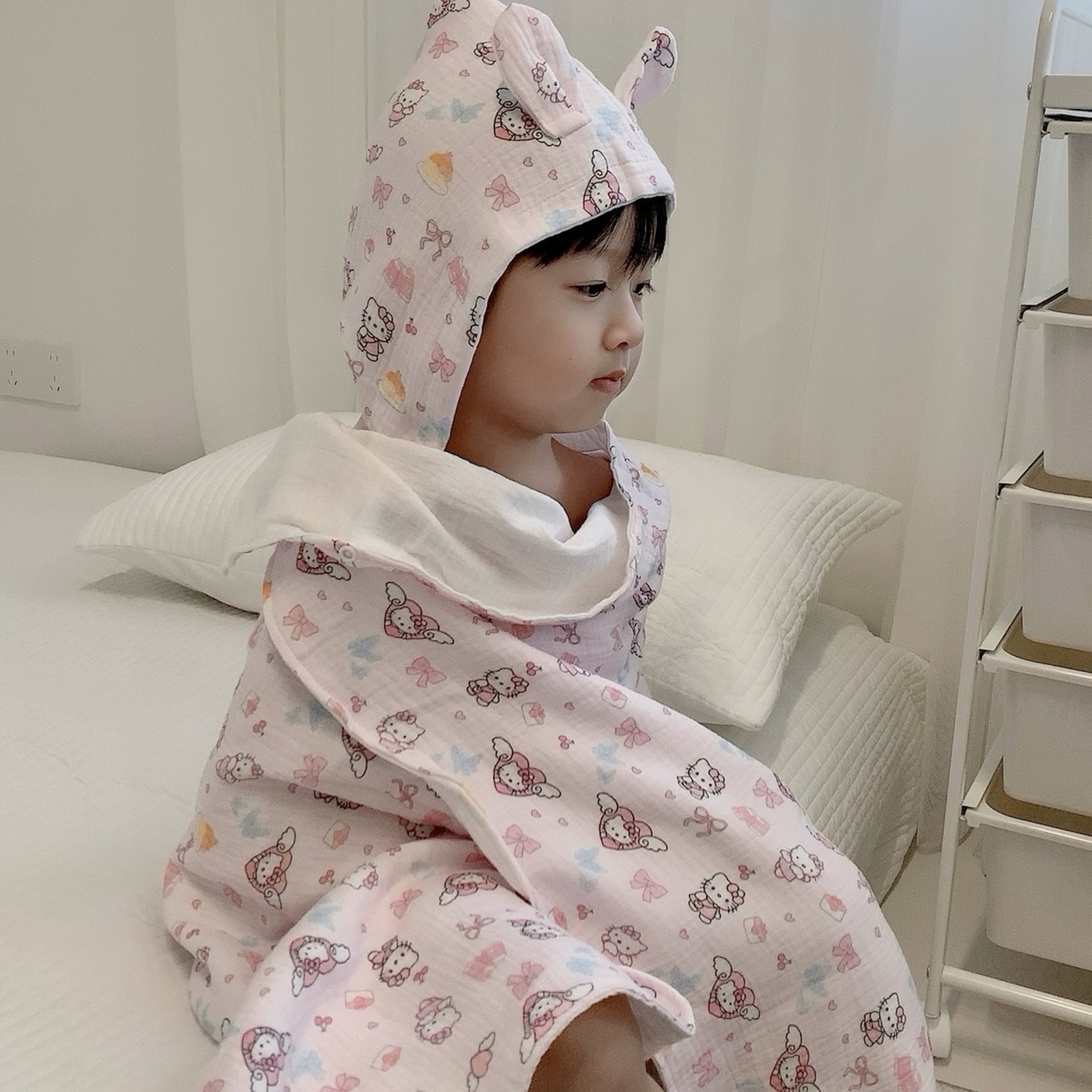 Children's Cotton Gauze Baby's Cloak Bathrobe Baby's Blanket All Cotton Gauze Cloth Hooded Bath Towel Cape